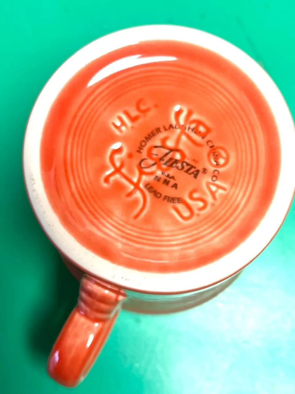Fiesta Art Deco Ring‑Handle Coffee Mug Orange – Homer Laughlin Vintage Mid-Mod
